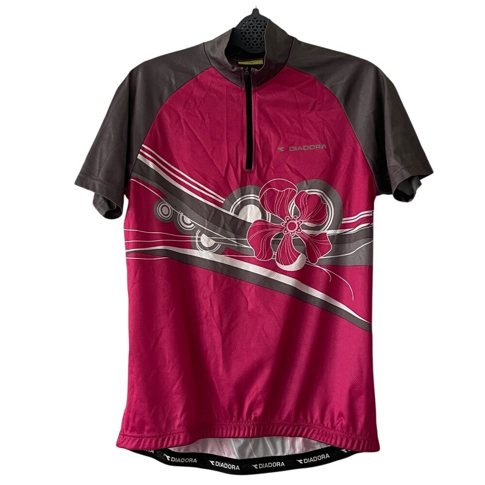 Diadora Magenta‎ and Gray Floral Cycling Jersey Medium
